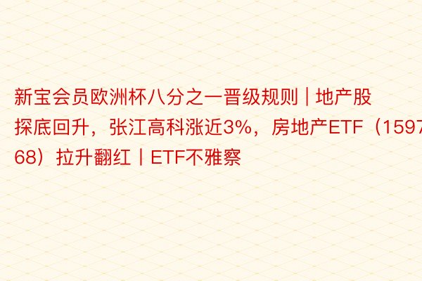 新宝会员欧洲杯八分之一晋级规则 | 地产股探底回升，张江高科涨近3%，房地产ETF（159768）拉升翻红丨ETF不雅察