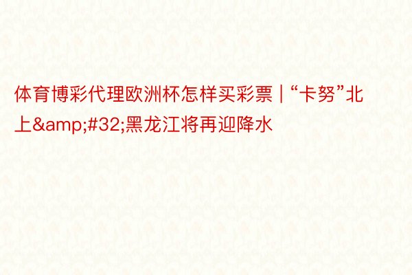 体育博彩代理欧洲杯怎样买彩票 | “卡努”北上&#32;黑龙江将再迎降水