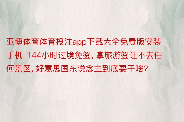 亚博体育体育投注app下载大全免费版安装手机_144小时过境免签, 拿旅游签证不去任何景区, 好意思国东说念主到底要干啥?